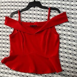 Haute Monde Vibrant Red Off-Shoulder Blouse